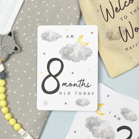 Personalised Cloud Baby Milestone Cards In Drawstring Bag: 3 - Keepsakes By Gift Moments