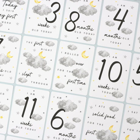 Personalised Cloud Baby Milestone Cards In Drawstring Bag: 6 - Keepsakes By Gift Moments