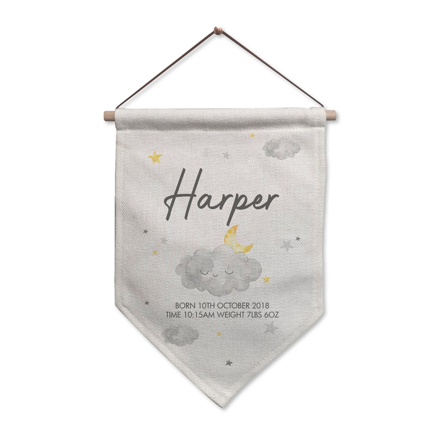 Personalised Cloud Free Text Hanging Banner: 2 - Banners By Gift Moments