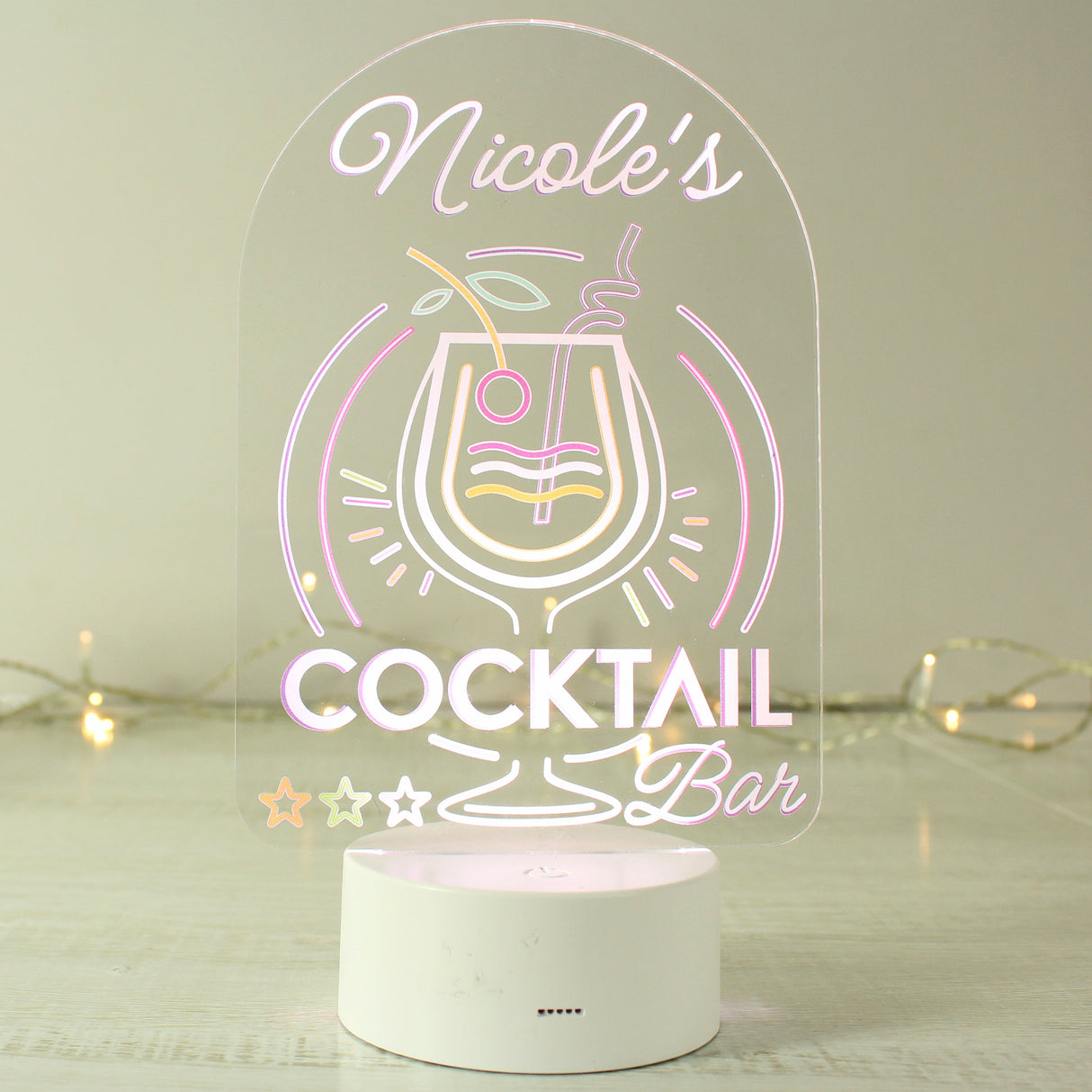 Personalised Cocktail LED Colour Changing Night Light: 2 - LED Lighting By Gift Moments