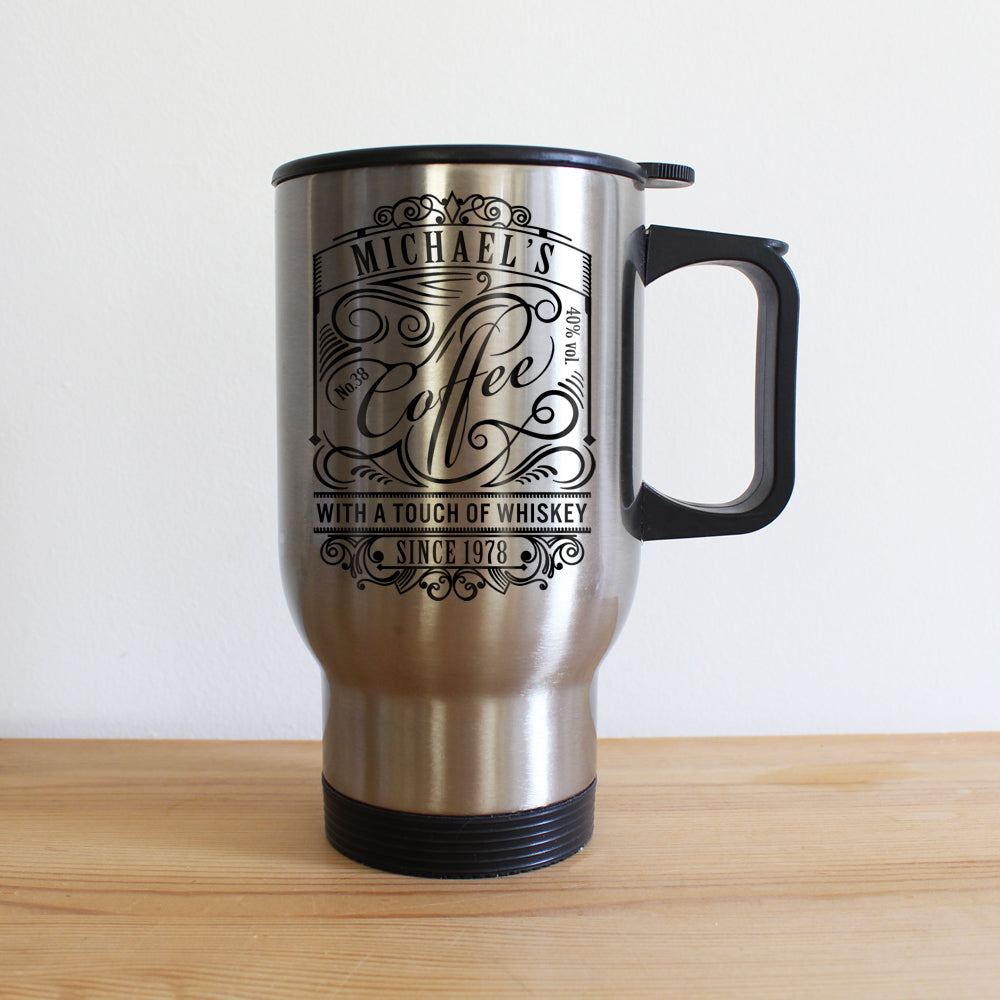 Personalised Coffee With a Touch of Whiskey Travel Mug: 4 - Travel Mugs By Gift Moments
