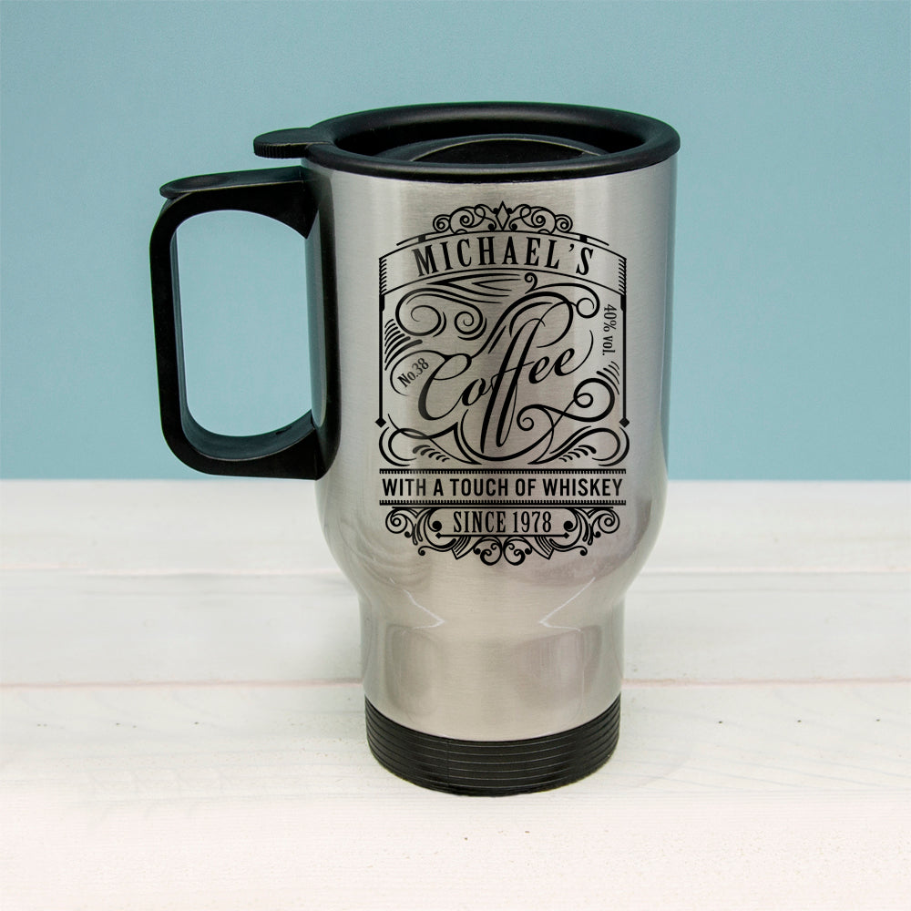 Personalised Coffee With a Touch of Whiskey Travel Mug: 3 - Travel Mugs By Gift Moments