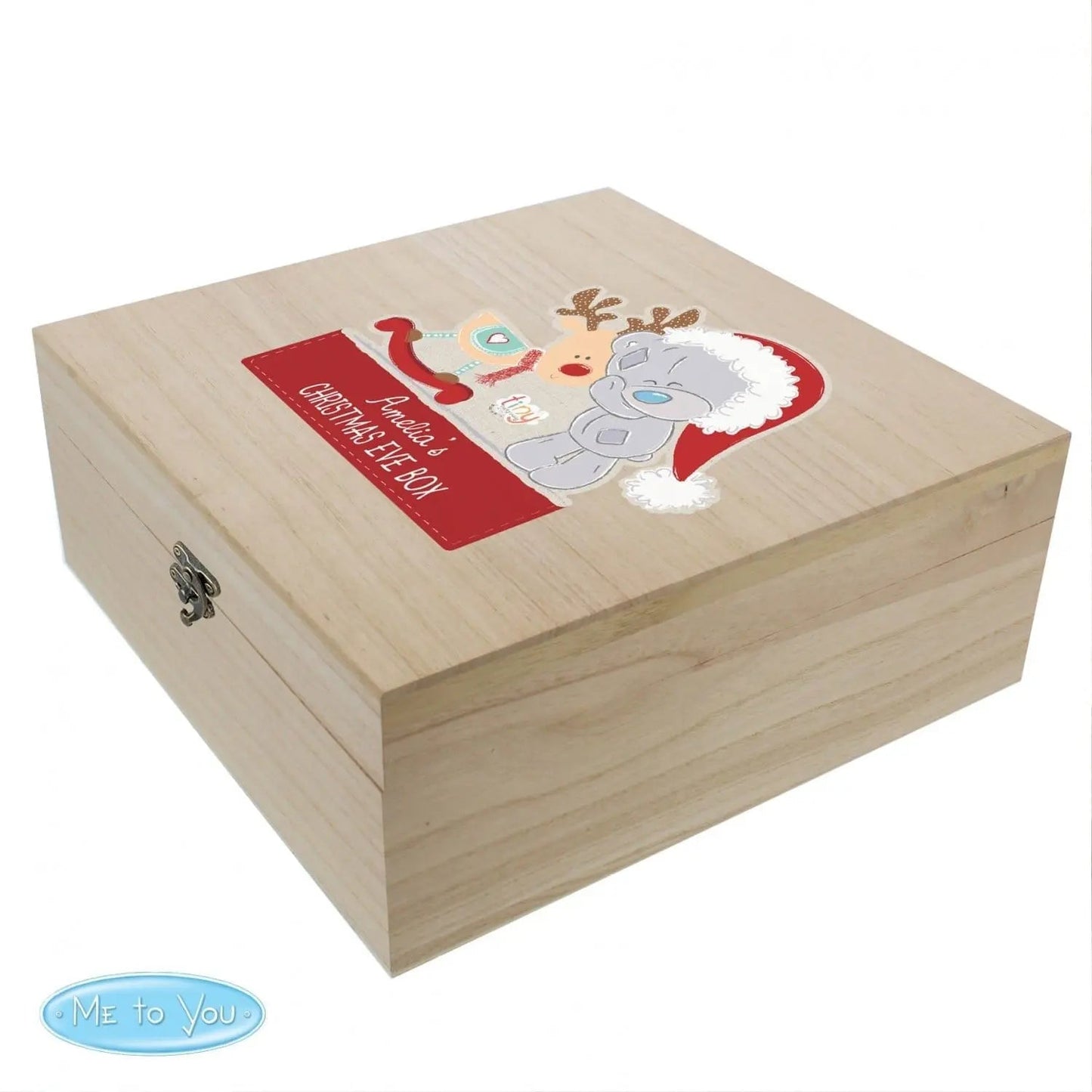 Personalised Colourful Tiny Tatty Teddy Large Wooden Christmas Eve Box: 3 - Keepsake Boxes
