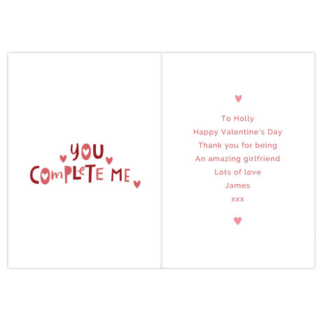 Personalised You Complete Me Card: 3 - Greeting Cards By Gift Moments