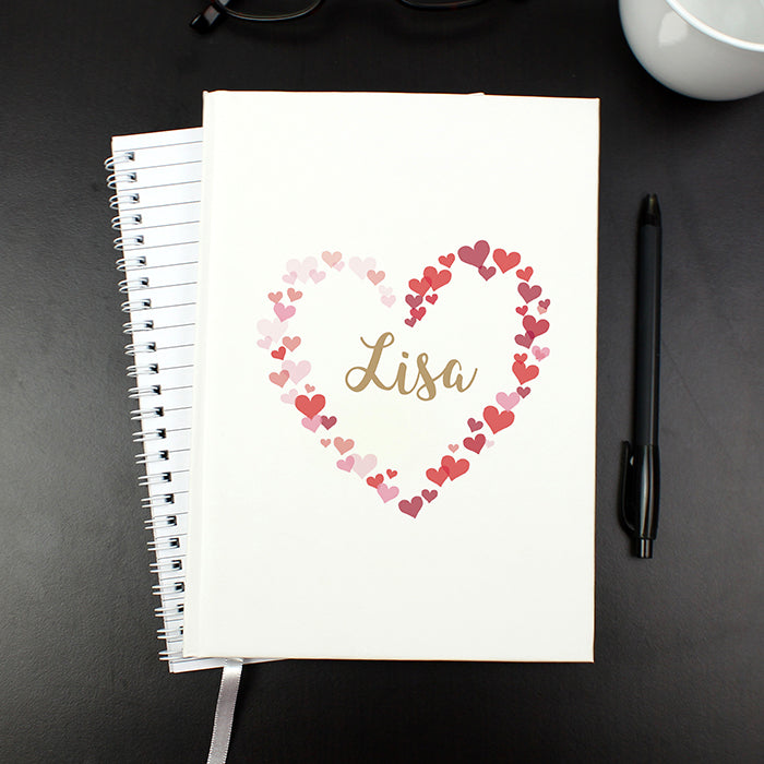 Personalised Confetti Hearts A5 Notebook: 6 - Notebooks By Gift Moments