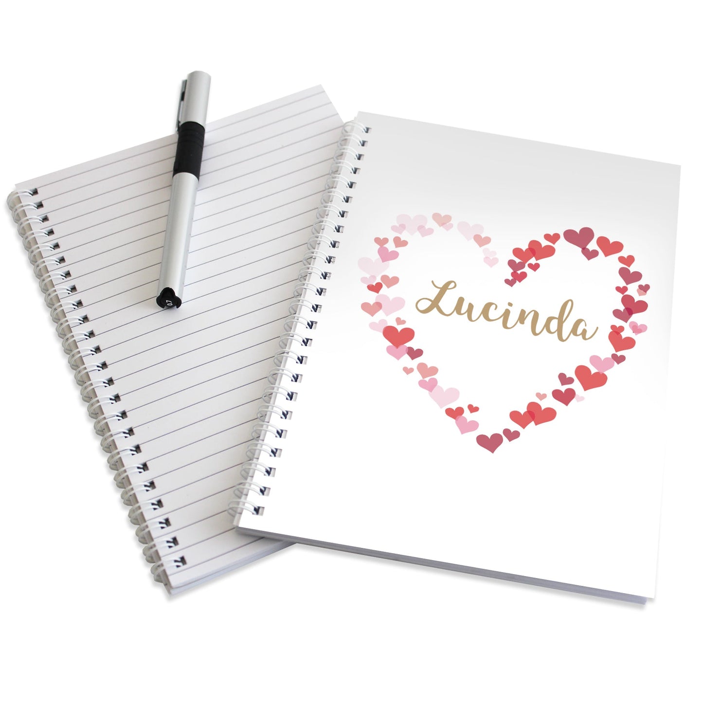 Personalised Confetti Hearts A5 Notebook: 4 - Notebooks By Gift Moments