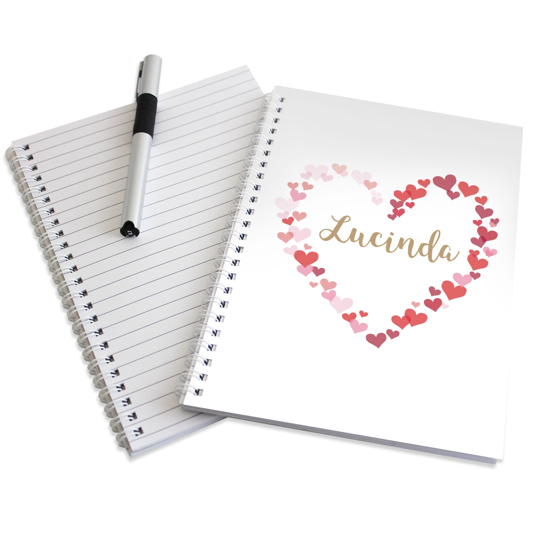 Personalised Confetti Hearts A5 Notebook: 4 - Notebooks By Gift Moments