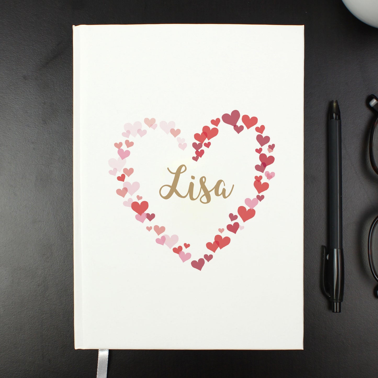Personalised Confetti Hearts A5 Notebook: 7 - Notebooks By Gift Moments