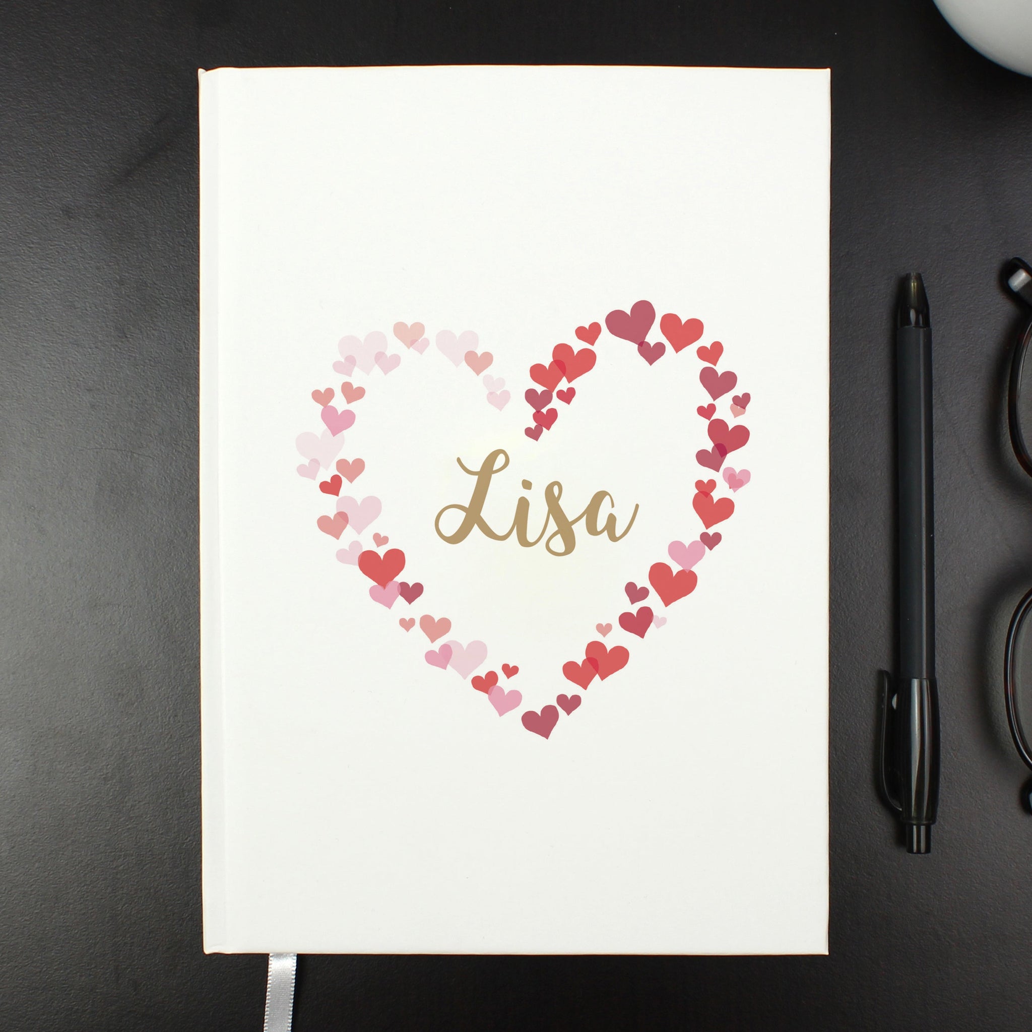 Personalised Confetti Hearts A5 Notebook: 7 - Notebooks By Gift Moments