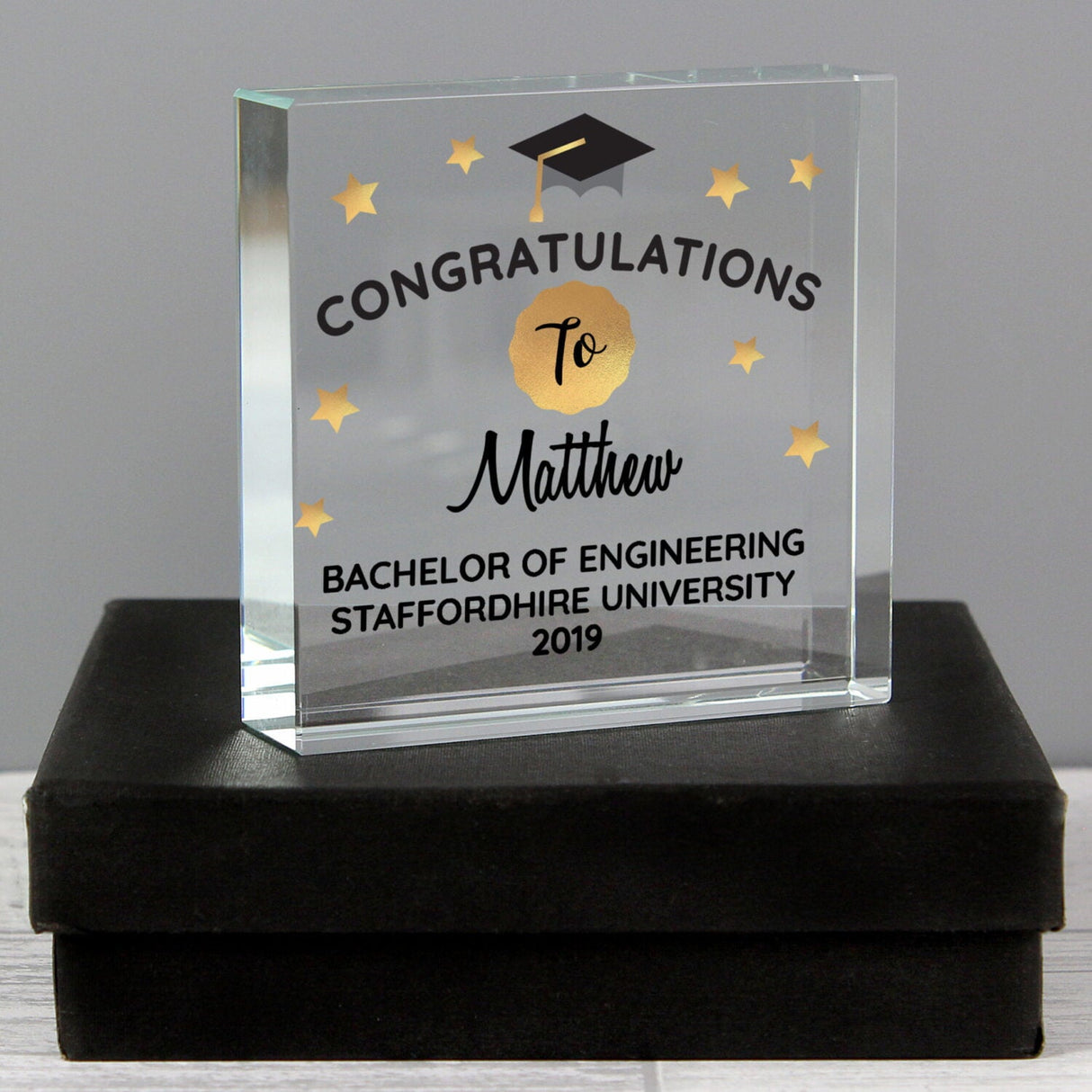 Personalised Congratulations Graduation Crystal Token: 2 - Crystal Tokens By Gift Moments