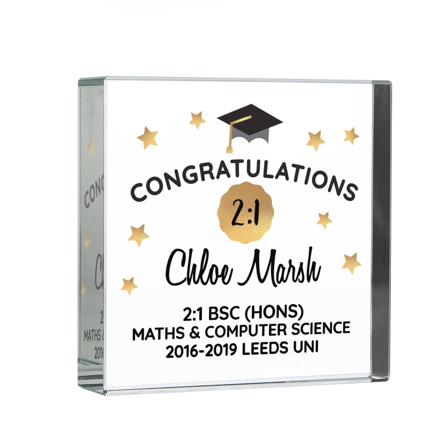 Personalised Congratulations Graduation Crystal Token: 4 - Crystal Tokens By Gift Moments