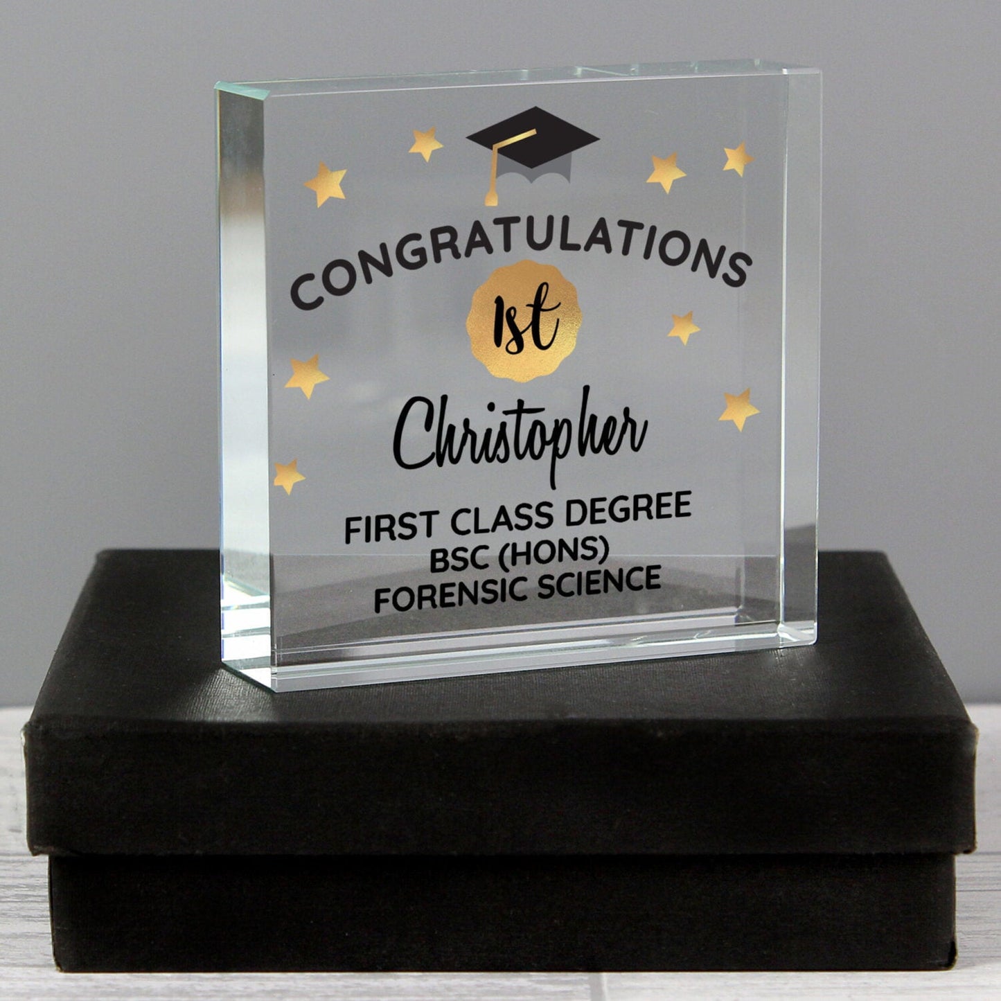 Personalised Congratulations Graduation Crystal Token: 3 - Crystal Tokens By Gift Moments