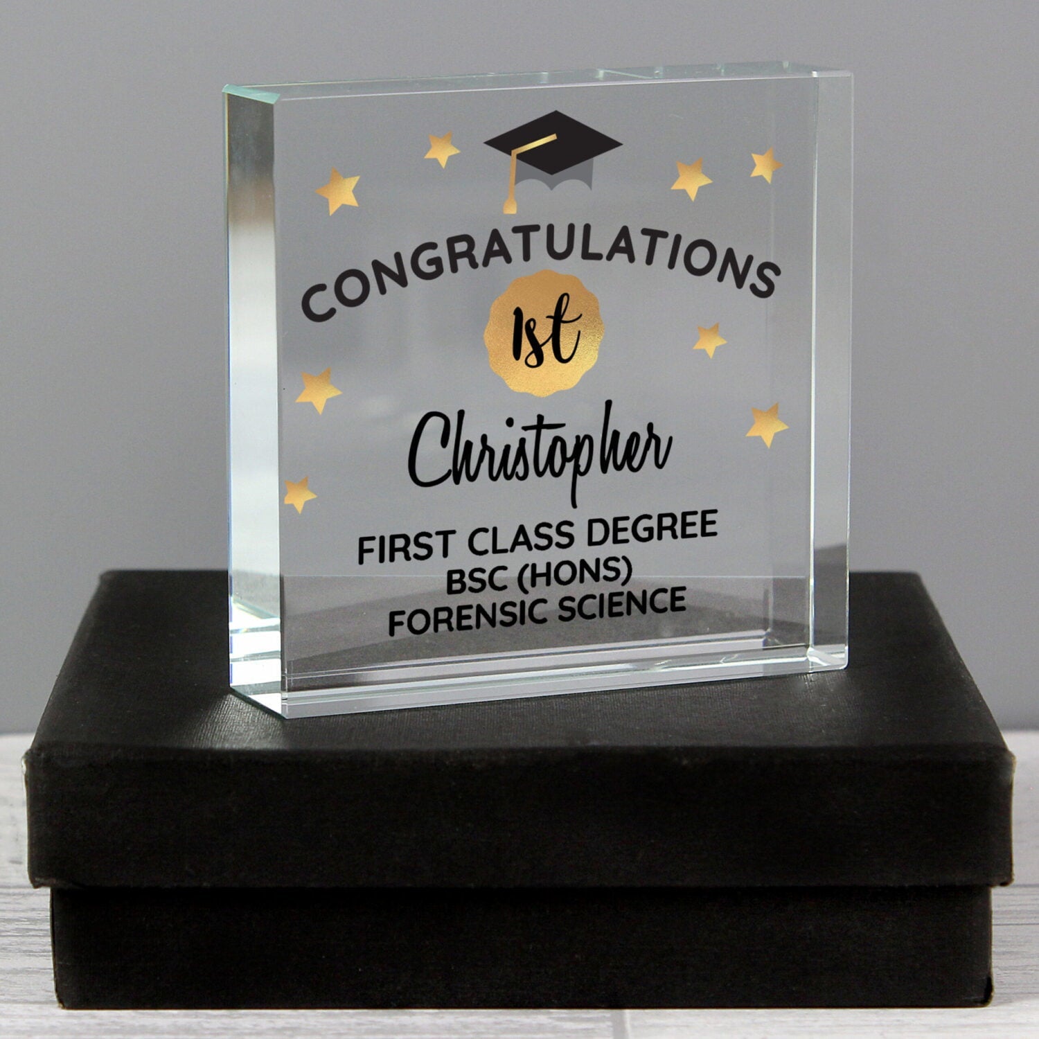 Personalised Congratulations Graduation Crystal Token: 3 - Crystal Tokens By Gift Moments