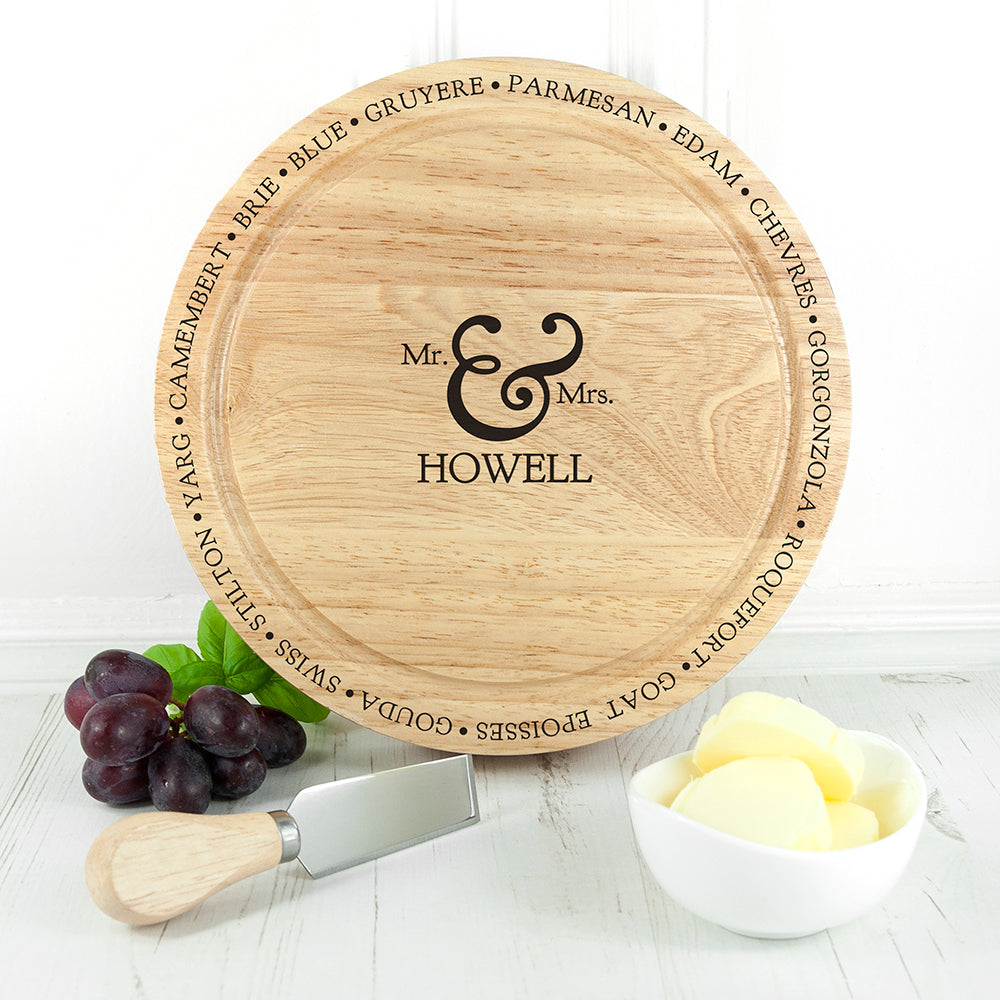 Personalised Connoisseur Mr & Mrs Cheese Board Set: 5 Cheese Boards By Gift Moments