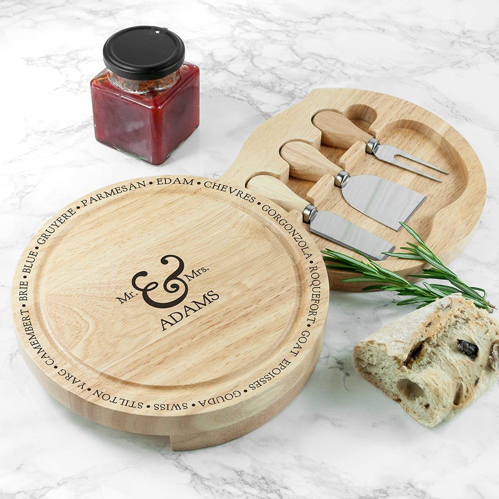 Personalised Connoisseur Mr & Mrs Cheese Board Set: 1 - Cheese Boards By Gift Moments