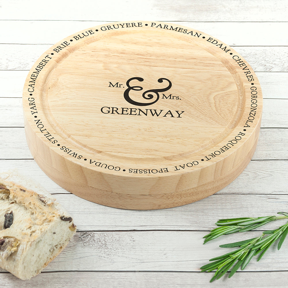 Personalised Connoisseur Mr & Mrs Cheese Board Set: 4 - Cheese Boards By Gift Moments