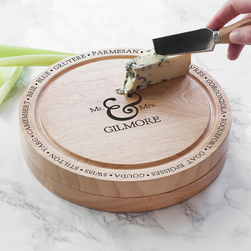 Personalised Connoisseur Mr & Mrs Cheese Board Set: 8 Cheese Boards By Gift Moments