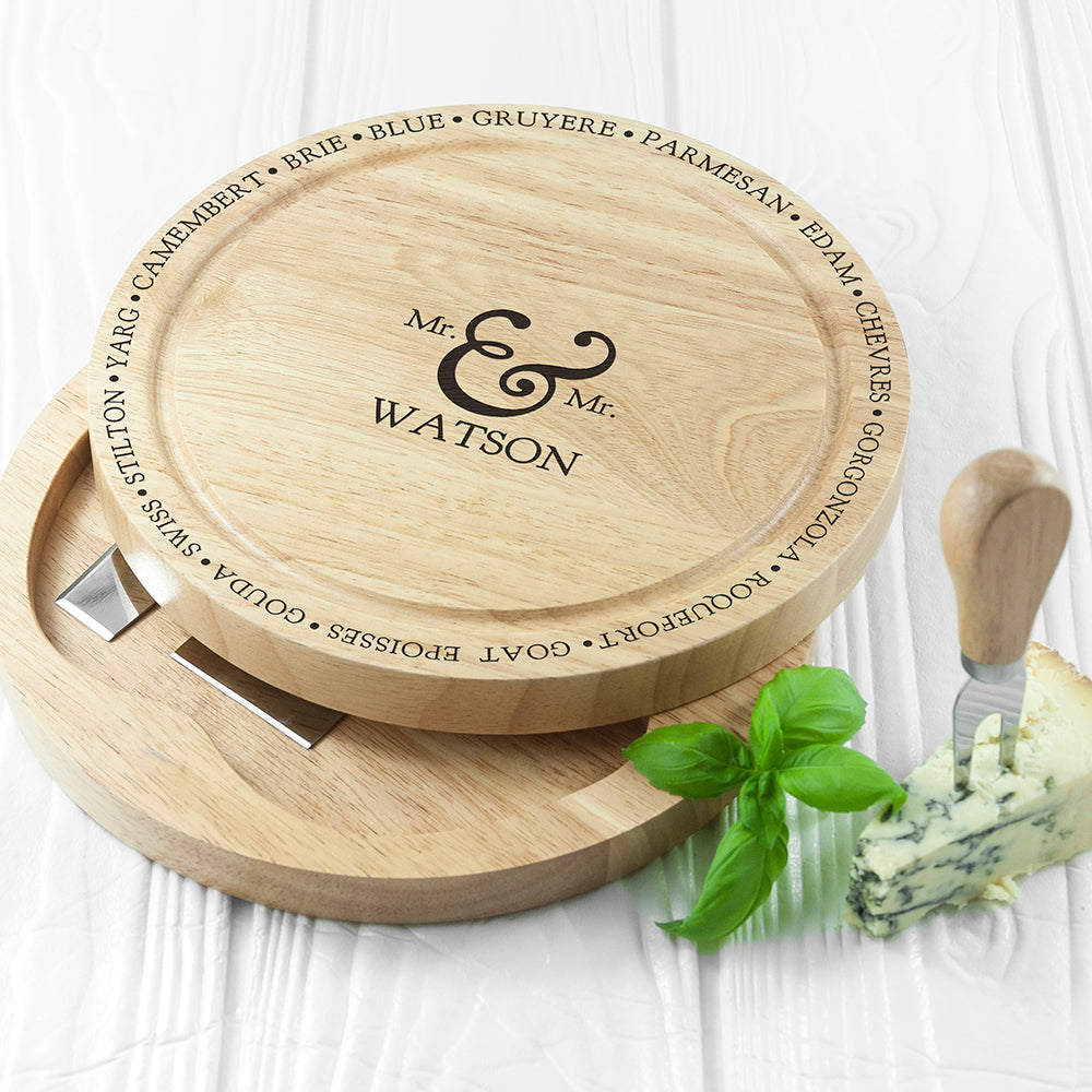 Personalised Connoisseur Mr & Mrs Cheese Board Set: 7 Cheese Boards By Gift Moments