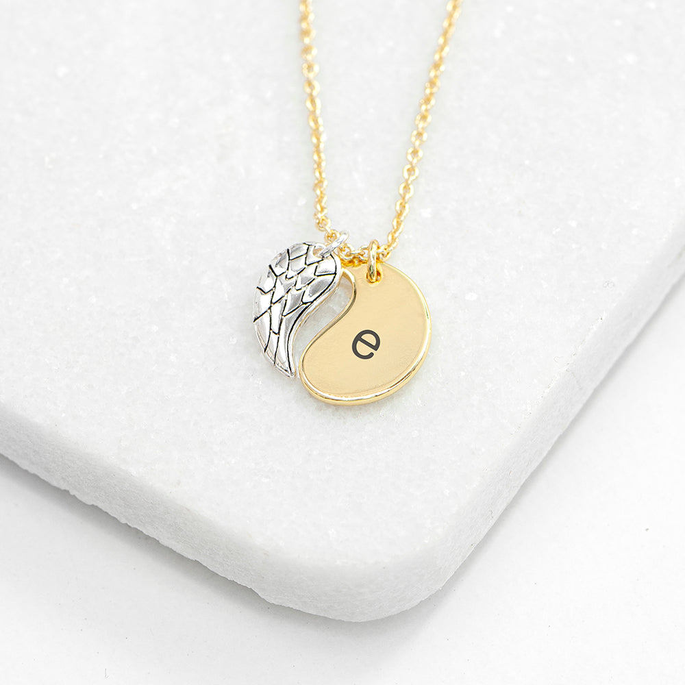 Personalised Contemporary Angel Wing Necklaces: 3 - Gold - Necklaces By Gift Moments