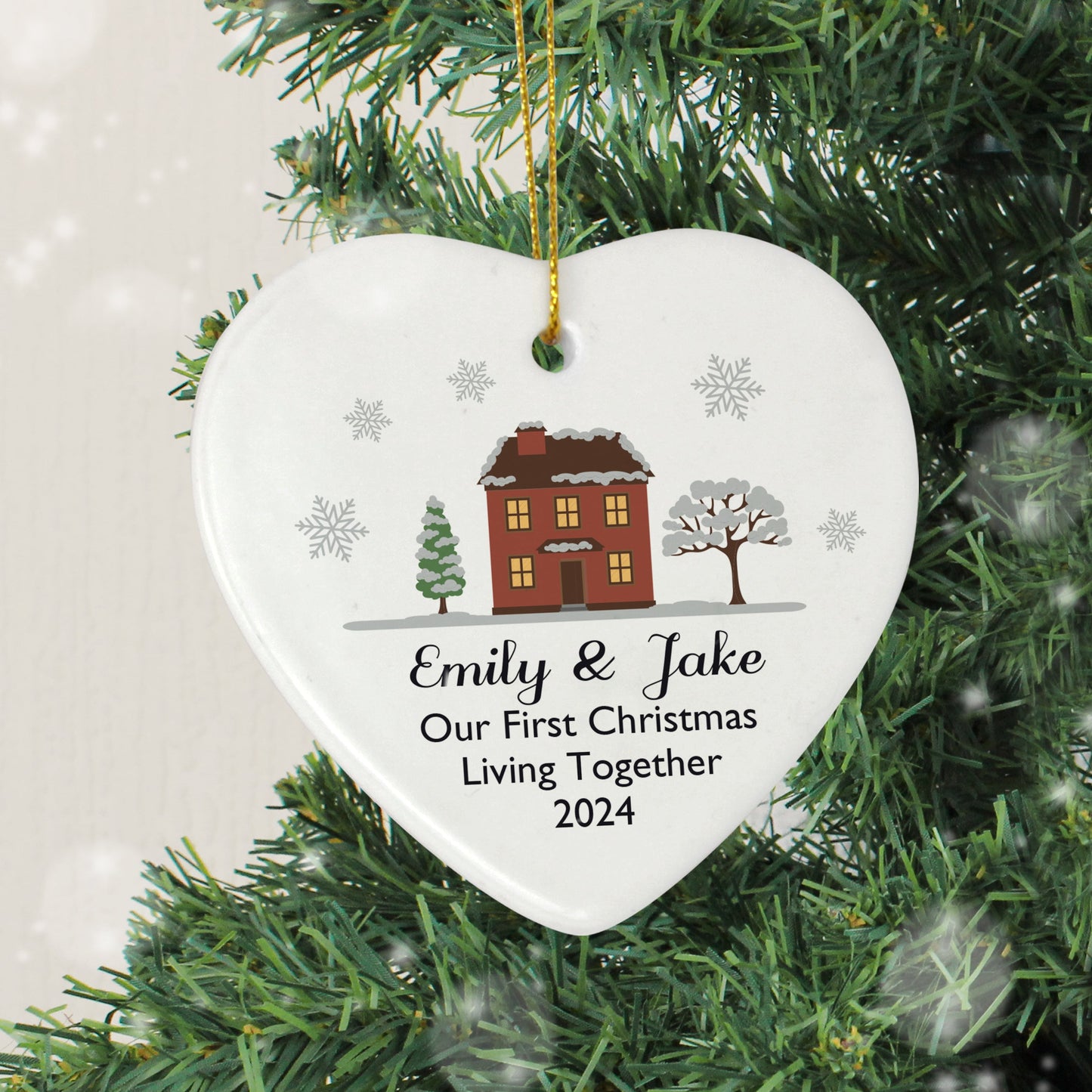 Personalised Cosy Christmas Ceramic Heart Decoration: 2 - Christmas Decorations By Gift Moments