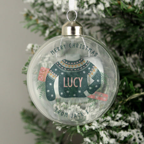 Personalised Cosy Christmas Glass Bauble: 2 - Christmas Baubles By Gift Moments