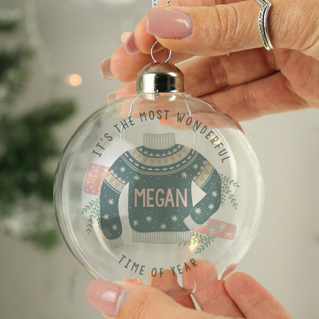 Personalised Cosy Christmas Glass Bauble: 1 - Christmas Baubles By Gift Moments