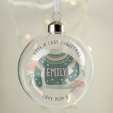 Personalised Cosy Christmas Glass Bauble: 3 - Christmas Baubles By Gift Moments