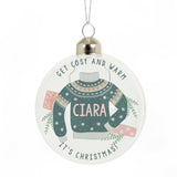 Personalised Cosy Christmas Glass Bauble: 4 - Christmas Baubles By Gift Moments