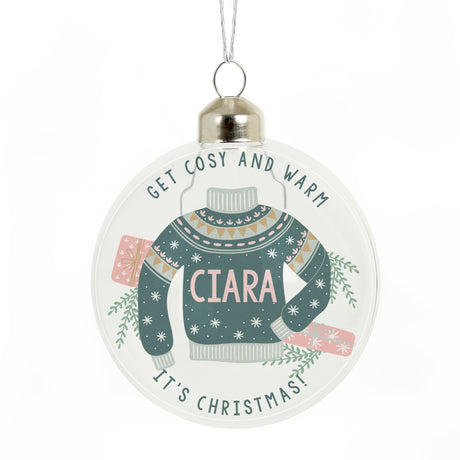 Personalised Cosy Christmas Glass Bauble: 4 - Christmas Baubles By Gift Moments