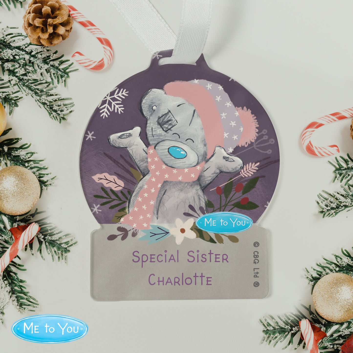 Personalised Me to You Cosy Winter Acrylic Decoration: 3 - Christmas Decorations