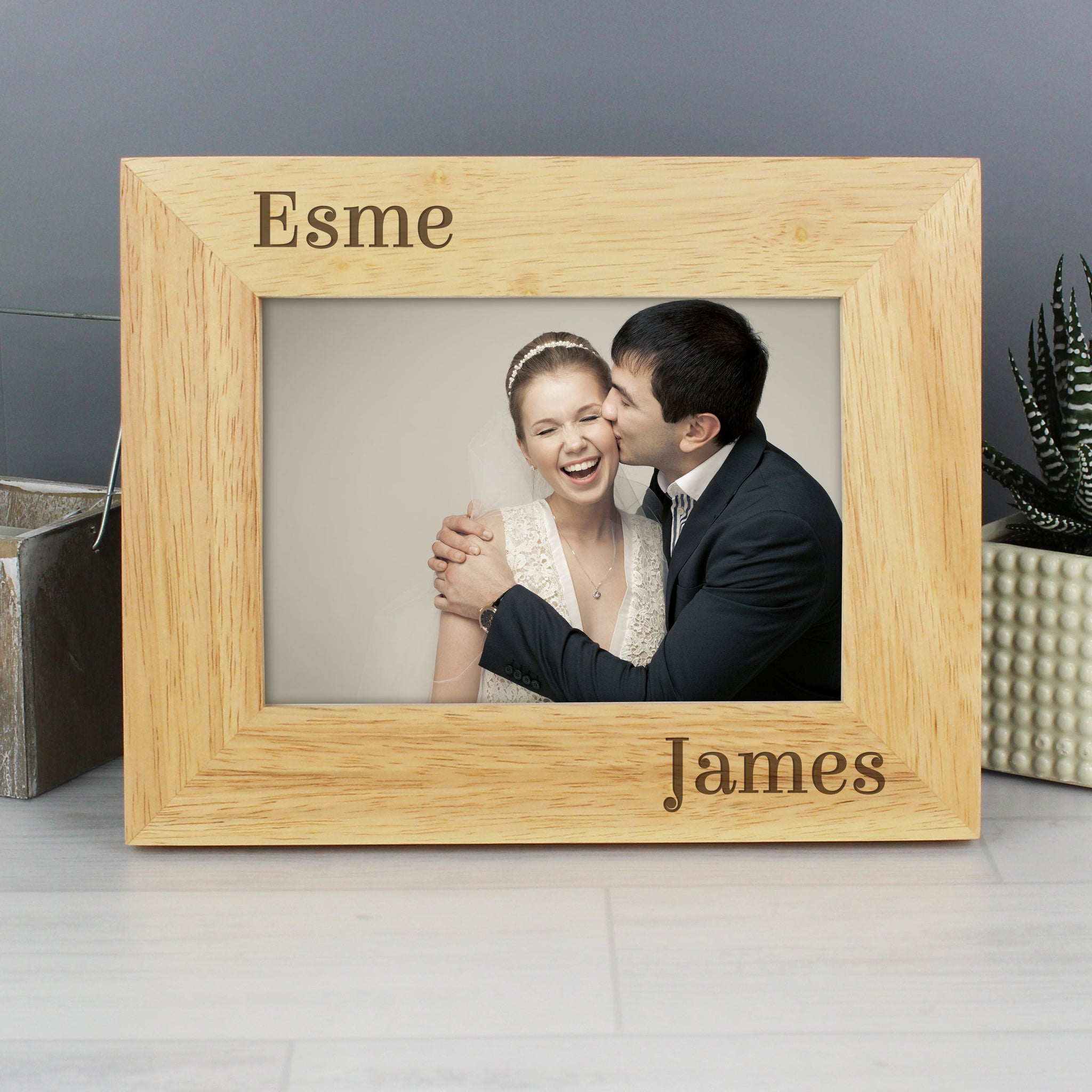 Personalised Couples 6x4 Oak Finish Photo Frame: 1 - Photo Frames By Gift Moments
