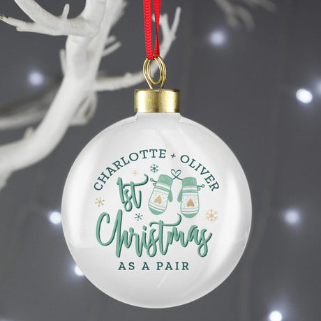 Personalised Couples Christmas Mittens Bauble: 2 - Christmas Baubles By Gift Moments