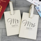 Personalised Cream Leather Couples Luggage Tags: 2 - Luggage Tags By Gift Moments