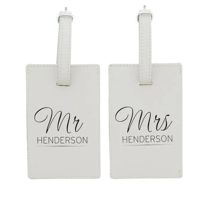 Personalised Cream Leather Couples Luggage Tags: 3 - Luggage Tags By Gift Moments