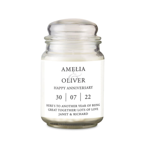 Personalised Couples Large Scented Jar Candle: 5 - Candles By Gift Moments