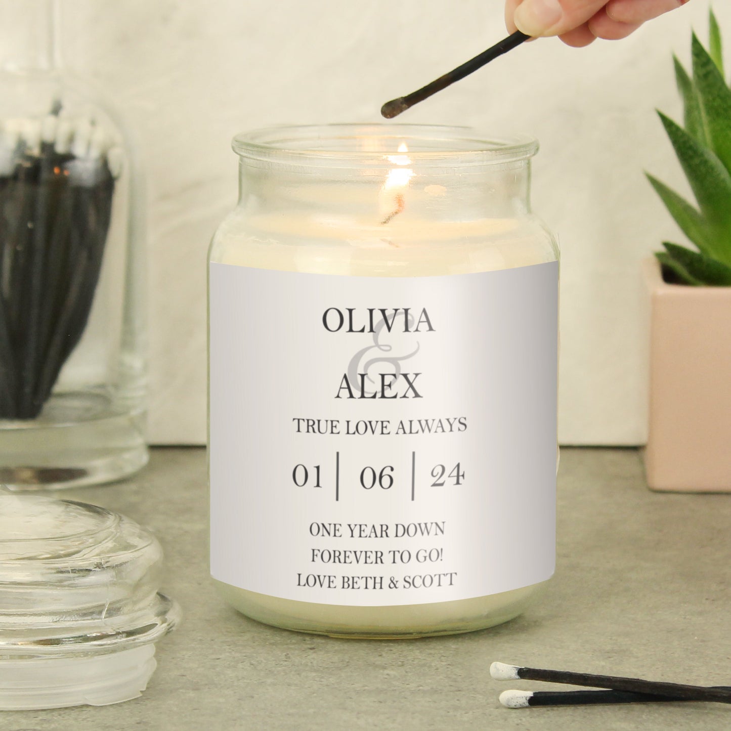 Personalised Couples Large Scented Jar Candle: 1 - Candles By Gift Moments