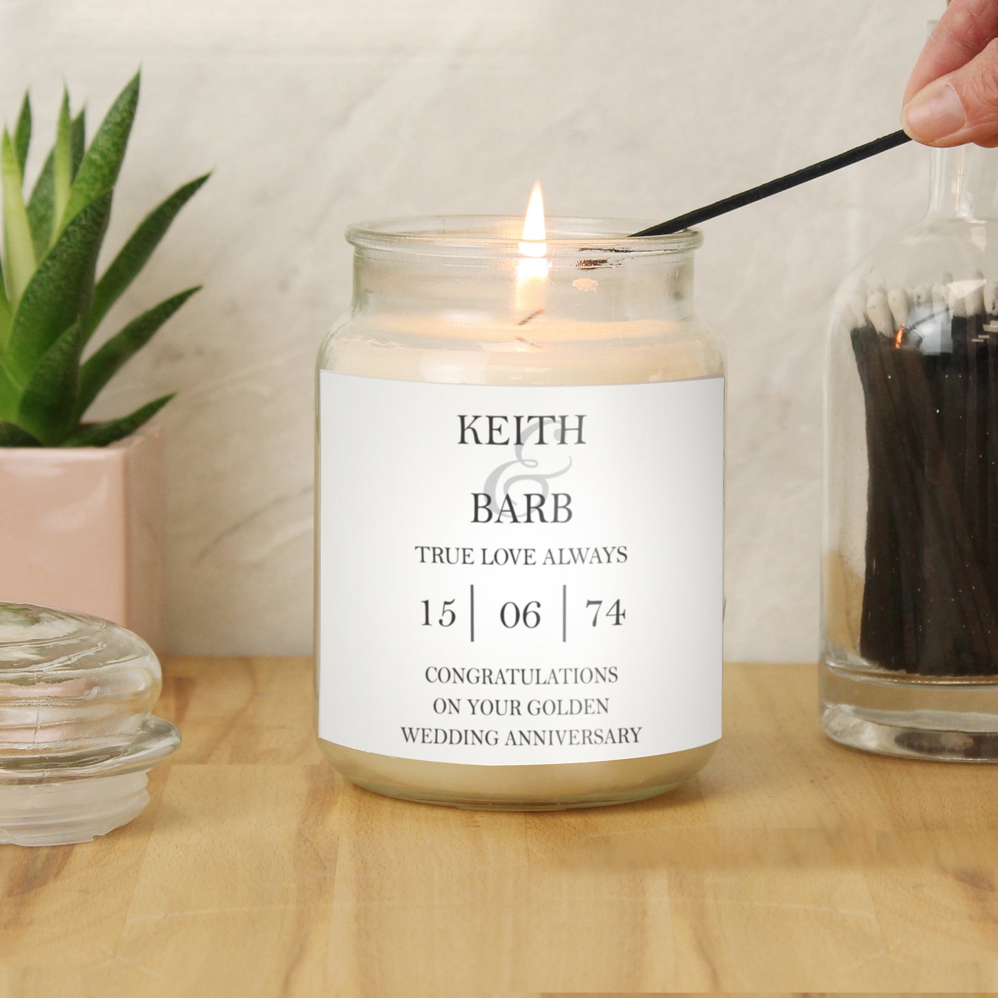 Personalised Couples Large Scented Jar Candle: 3 - Candles By Gift Moments