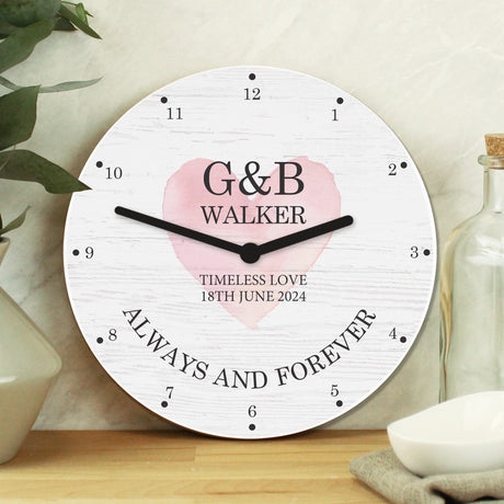Personalised Couples Love Wooden Wall Clock: 1 - Clocks By Gift Moments