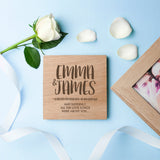 Personalised Couples Oak Photo Cube: 3 Photo Cubes By Gift Moments