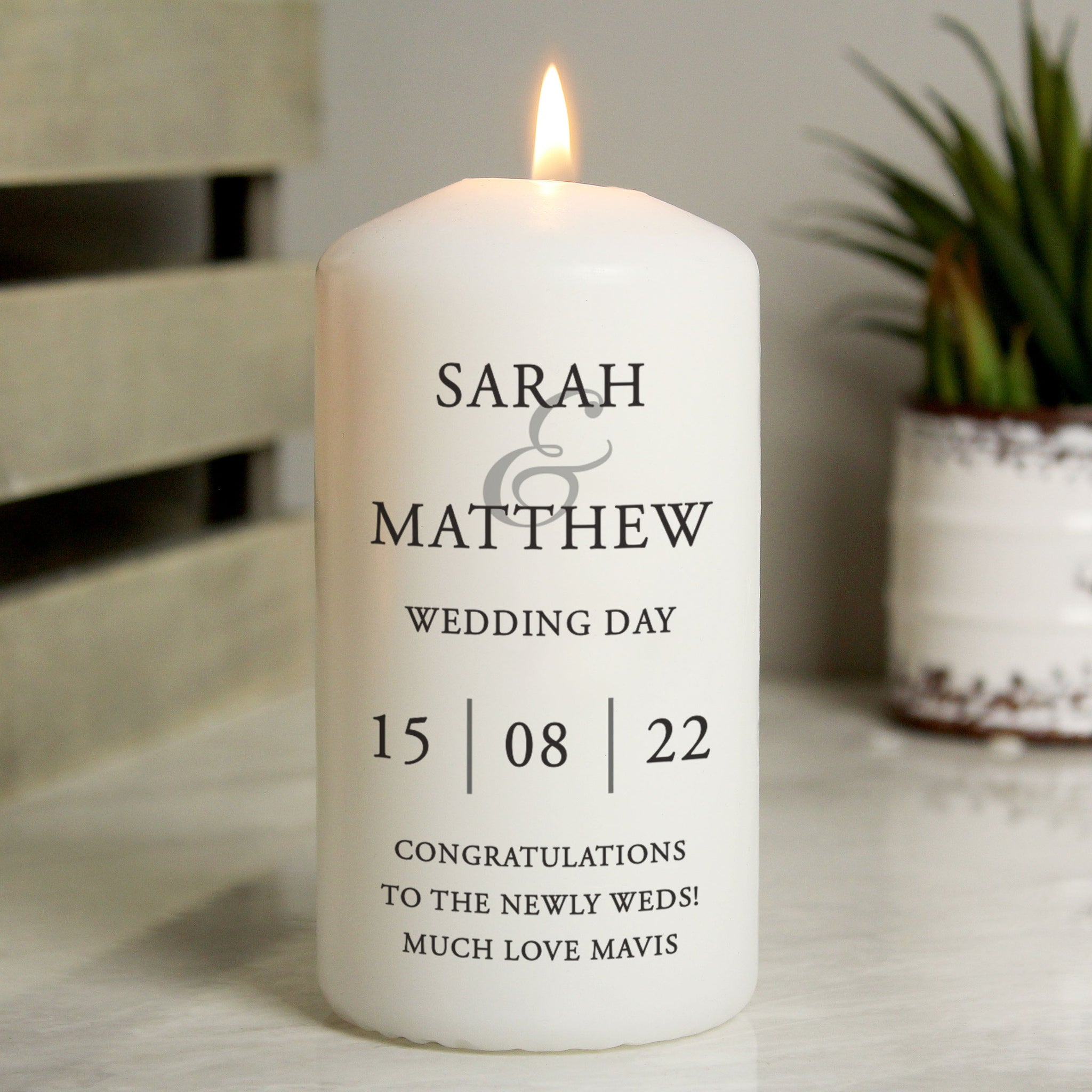 Personalised Couples Pillar Candle: 1 - Candles By Gift Moments