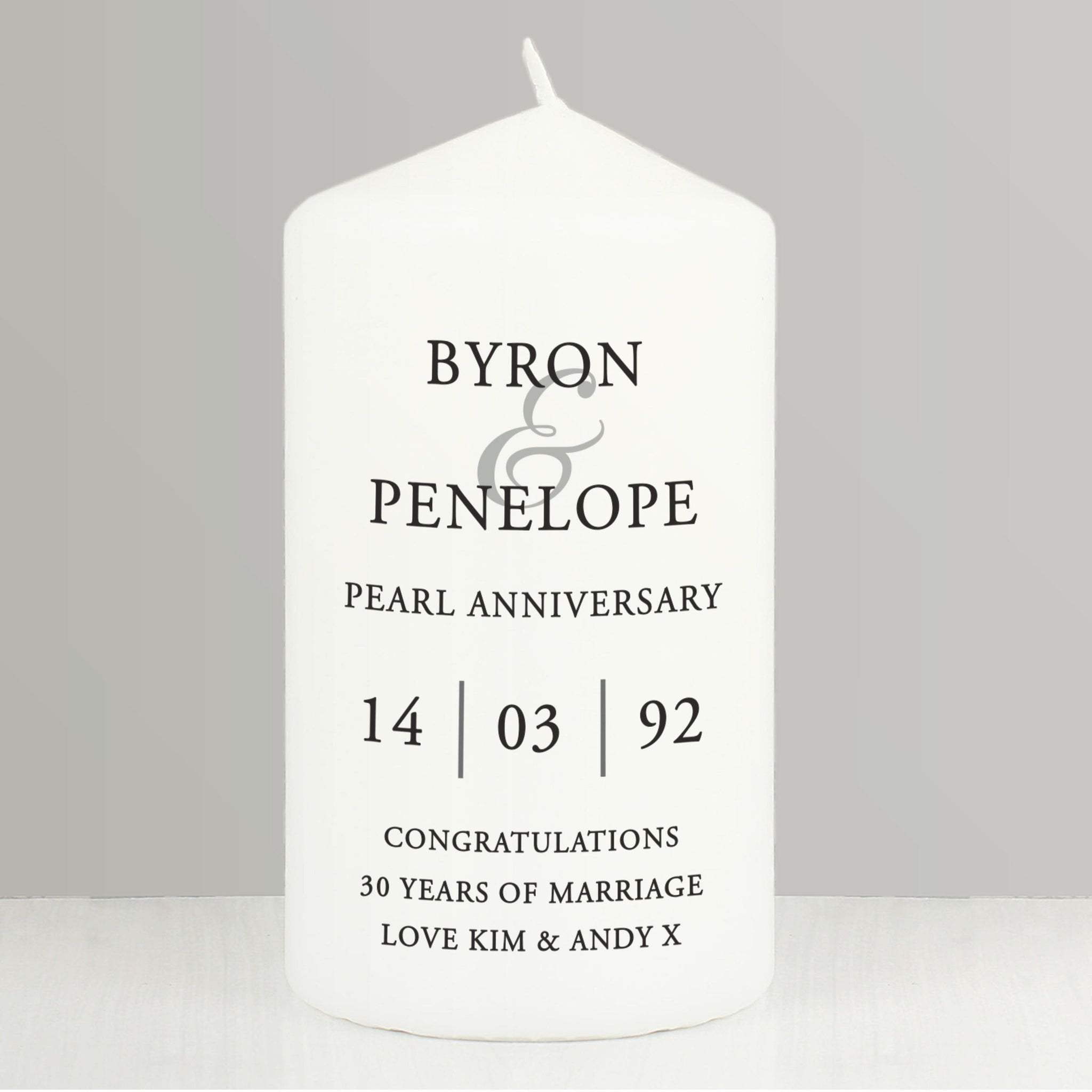Personalised Couples Pillar Candle: 4 - Candles By Gift Moments