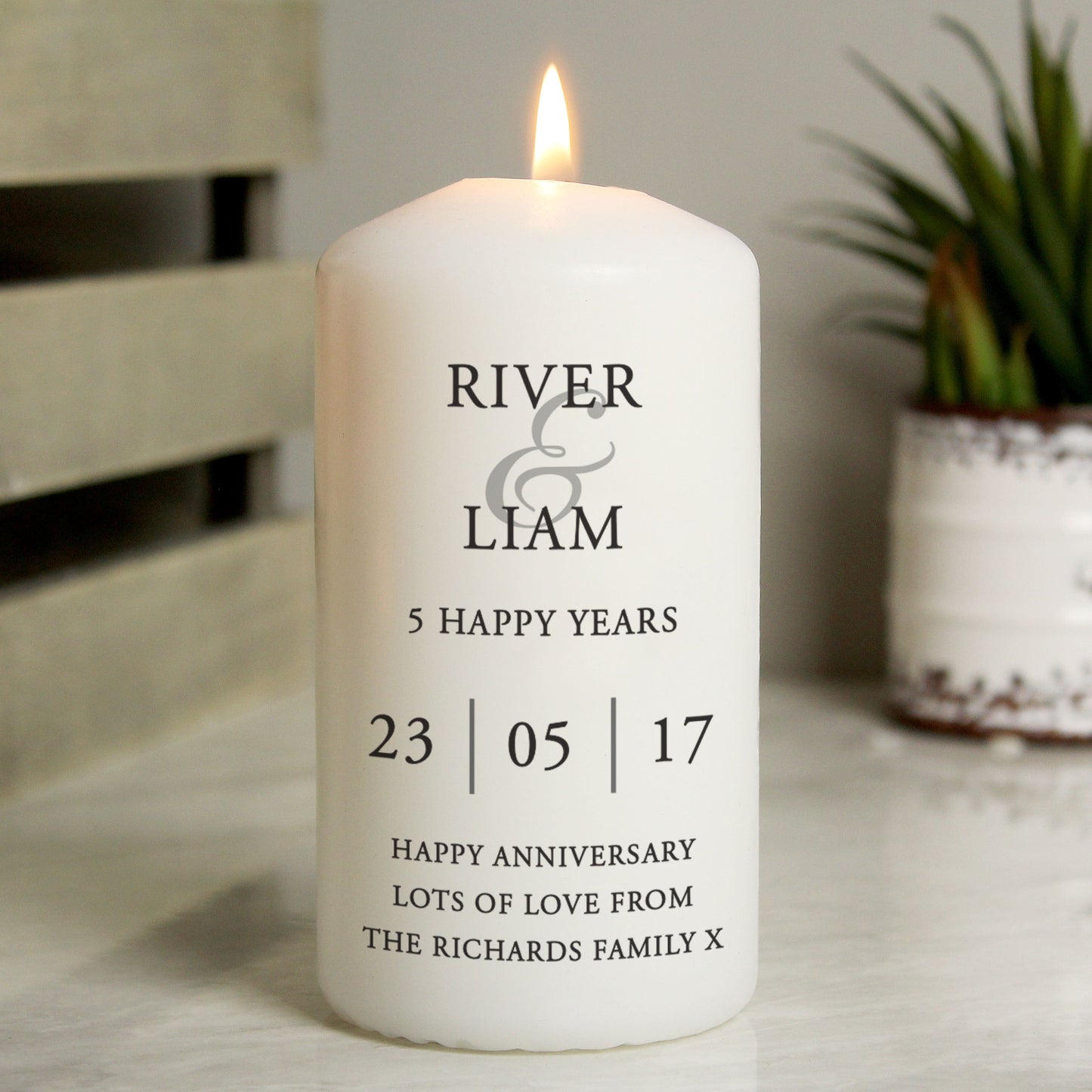 Personalised Couples Pillar Candle: 3 - Candles By Gift Moments