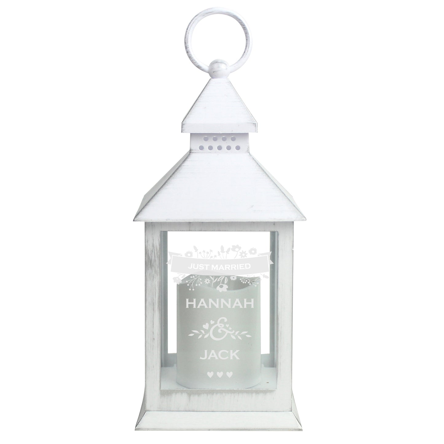Personalised Couples Special Date White Lantern: 5 - LED Lighting By Gift Moments