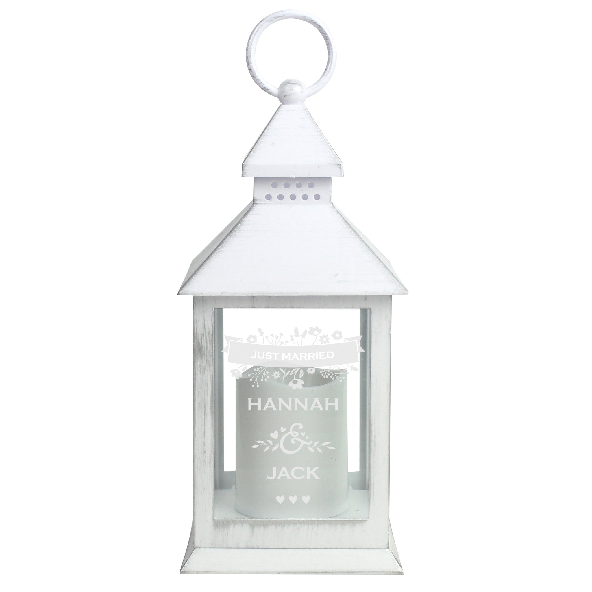 Personalised Couples Special Date White Lantern: 5 - LED Lighting By Gift Moments