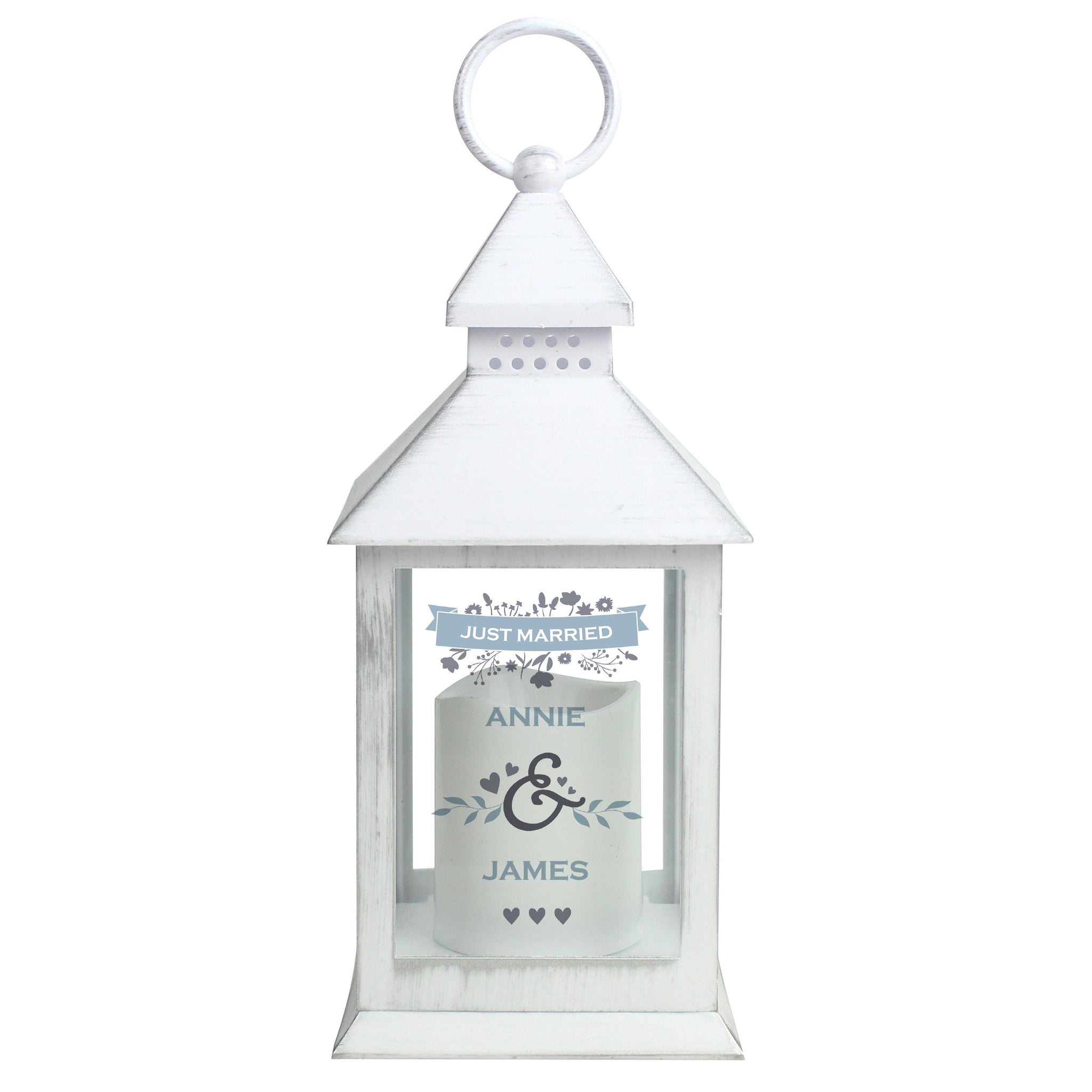 Personalised Couples Special Date White Lantern: 4 - LED Lighting By Gift Moments