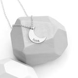 Personalised Crescent Moon Necklaces: 2 - Silver - Necklaces By Gift Moments
