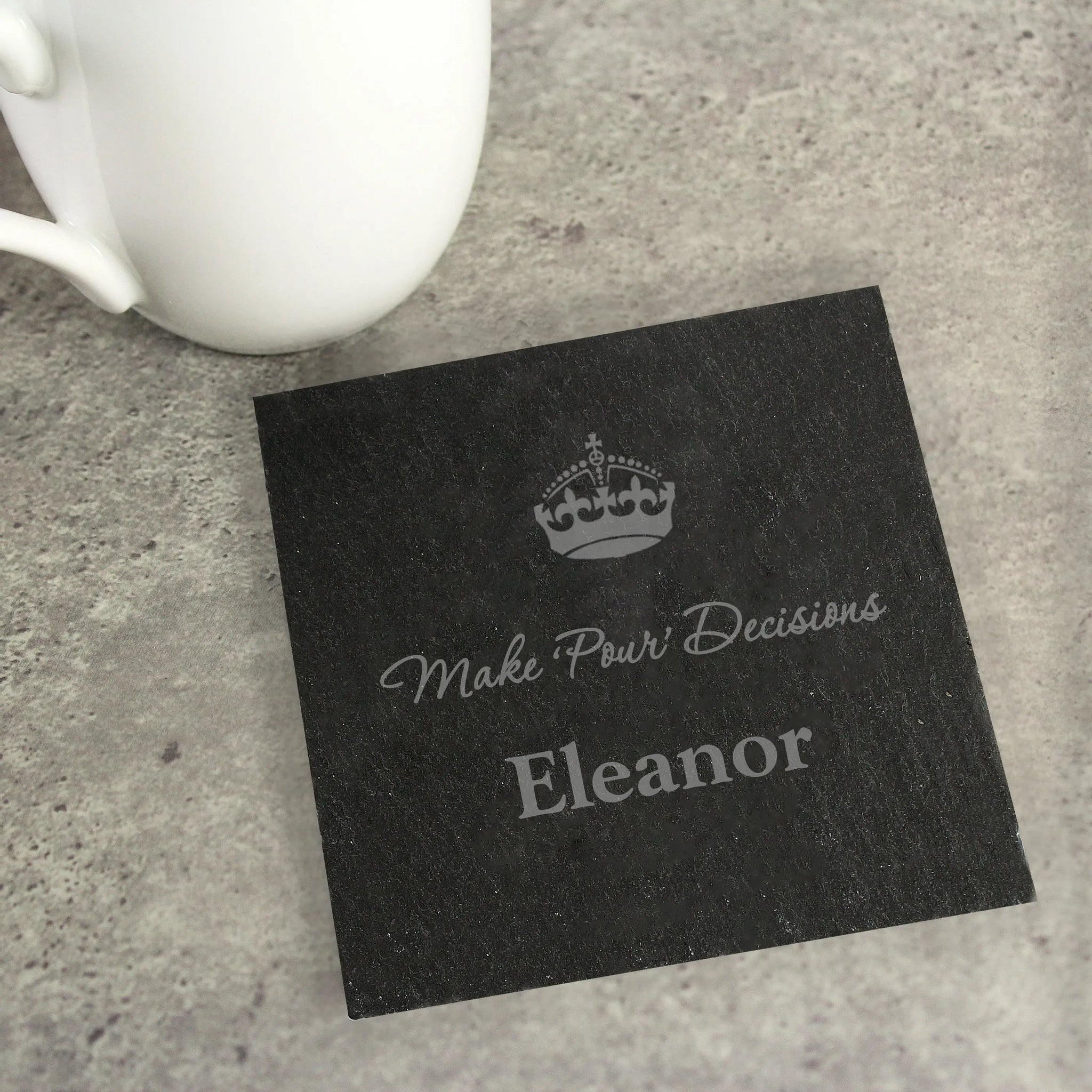 Personalised Crown Motif Single Slate Coaster: 1 - Coasters By Gift Moments