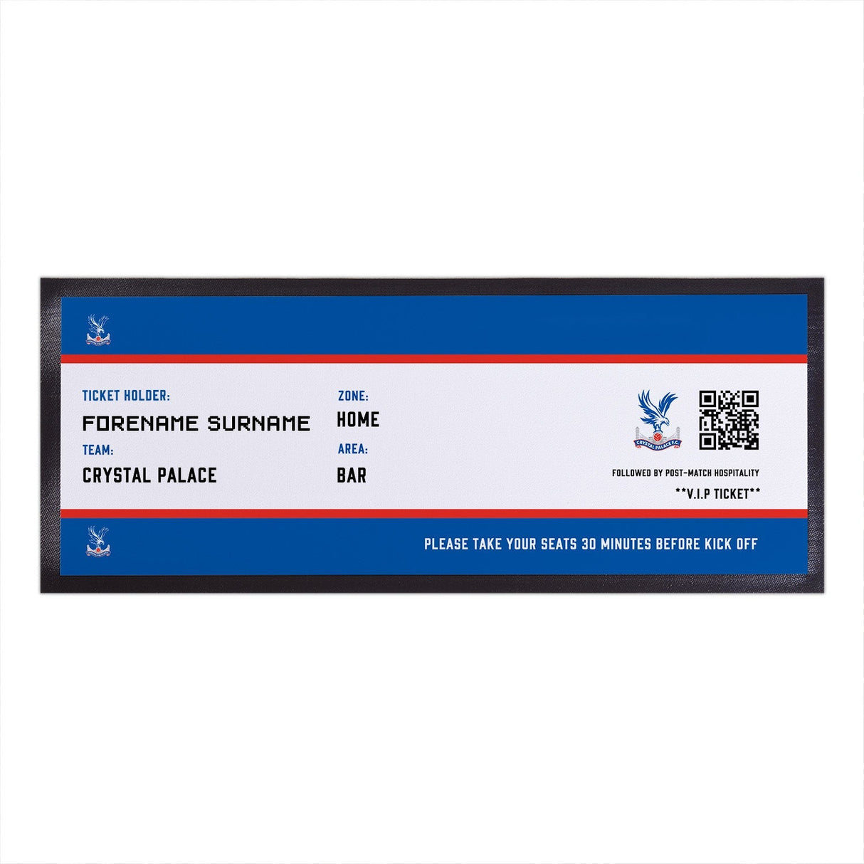 Personalised Crystal Palace FC Ticket Bar Runner: 1 - Barware By Crystal Palace