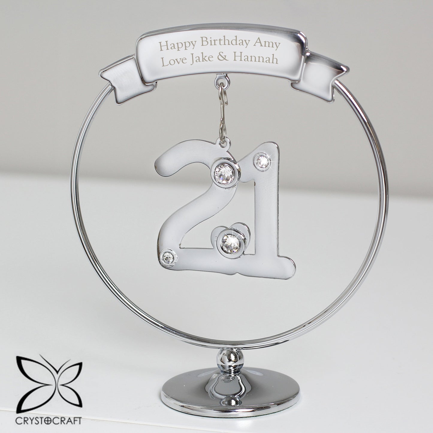 Personalised Crystocraft 21st Celebration Ornament: 2 - Keepsakes By Crystocraft