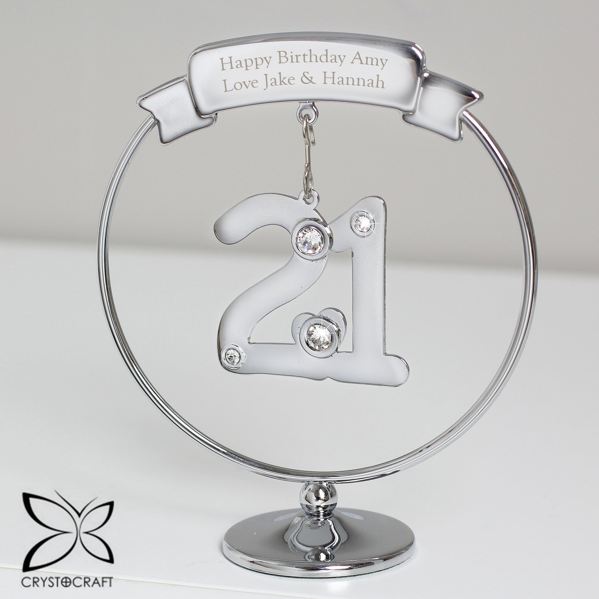 Personalised Crystocraft 21st Celebration Ornament: 2 - Keepsakes By Crystocraft